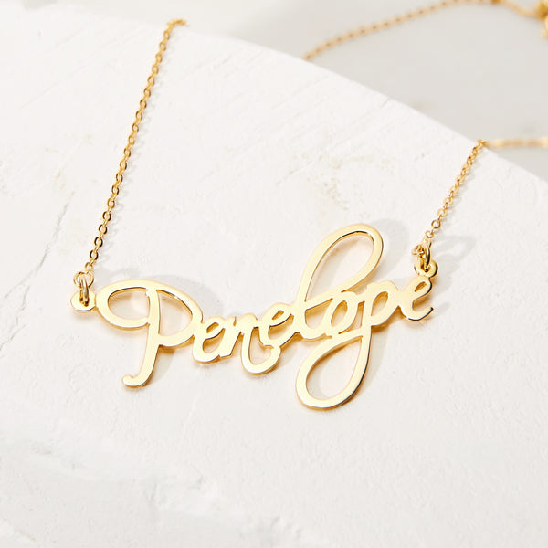 Fancy Script Rose Gold Custom Name Necklace
