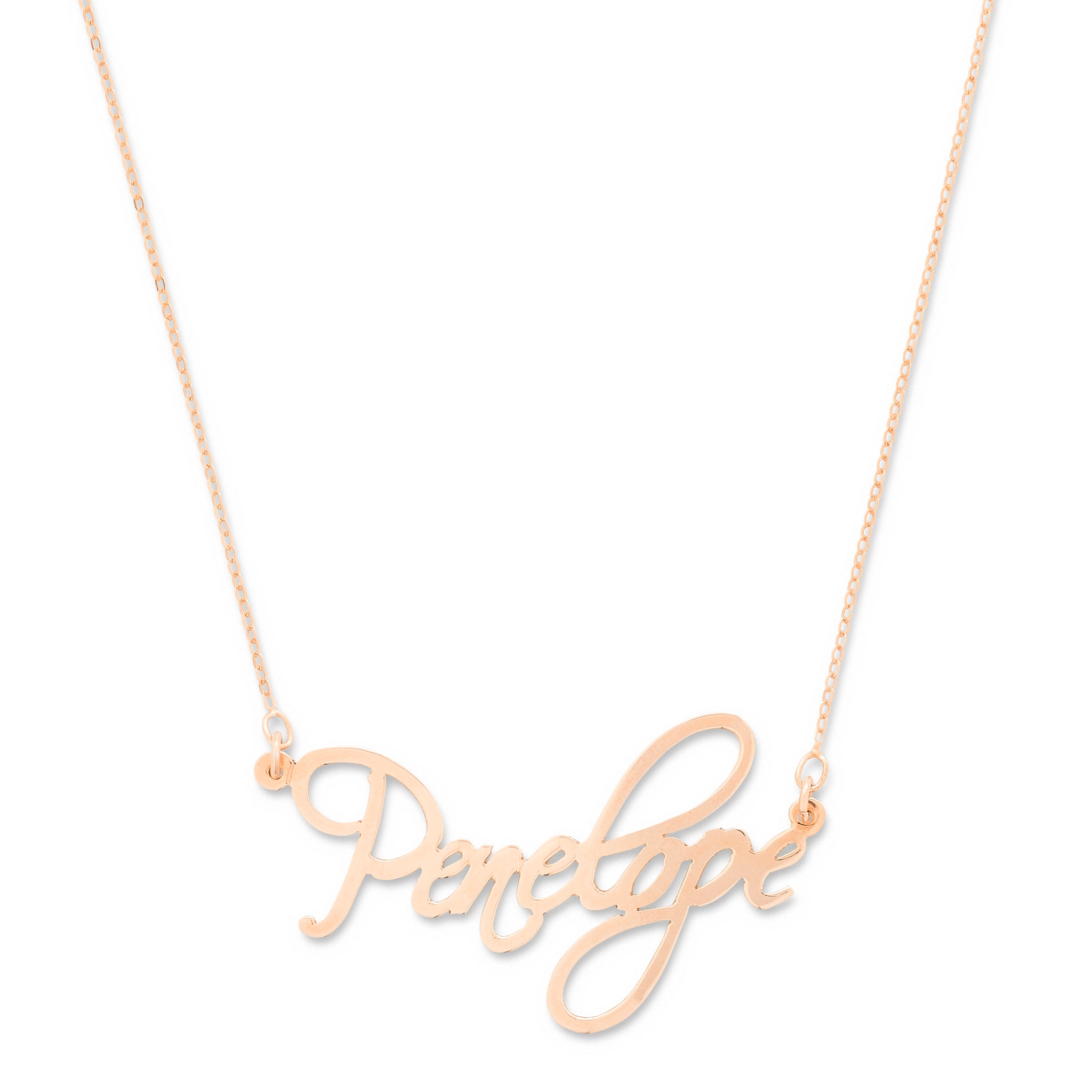 Fancy Script Rose Gold Custom Name Necklace