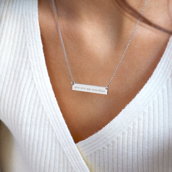 Sterling Silver You Are My Sunshine Bar Necklace