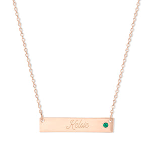 Engravable Rose Gold Birthstone Name Bar Necklace