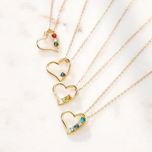 4 Stone Gold Petite Heart Birthstone Pendant