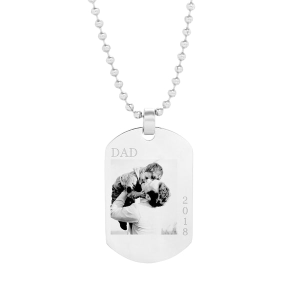 Stainless Steel Photo Father's Day Dog Tag Pendant