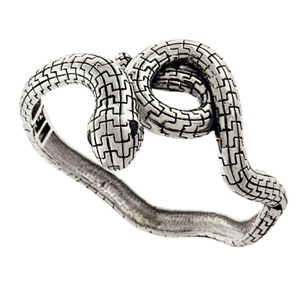 Serpent Snake Bangle Bracelet with Onyx Eyes - Clearance Final Sale