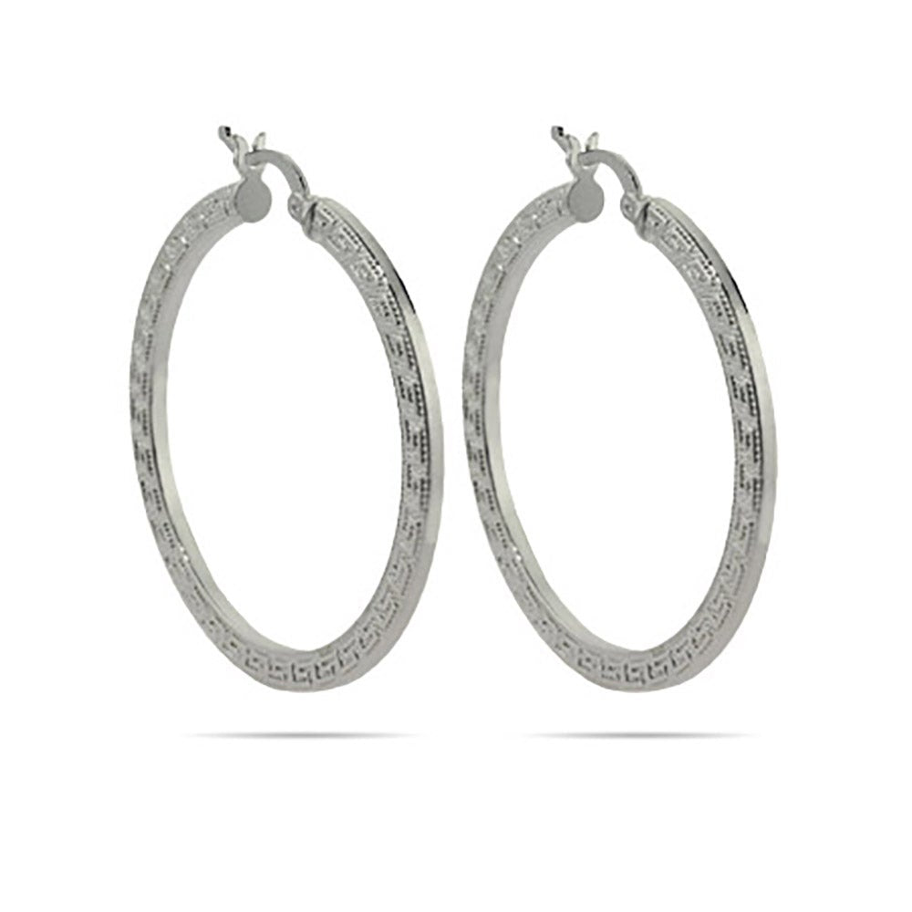 Greek Design 1.5" Hoop Earrings - Clearance Final Sale