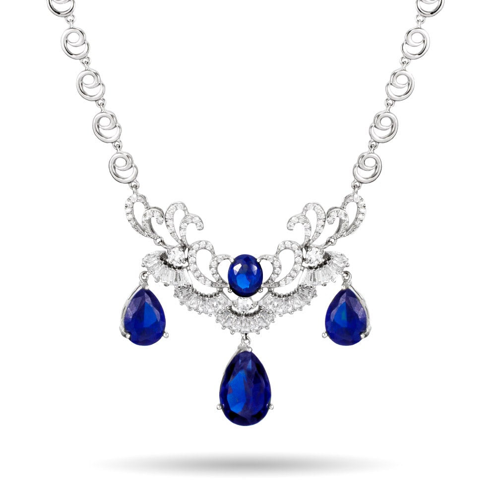 Dazzling Pearcut Sapphire CZ Statement Necklace - Clearance Final Sale
