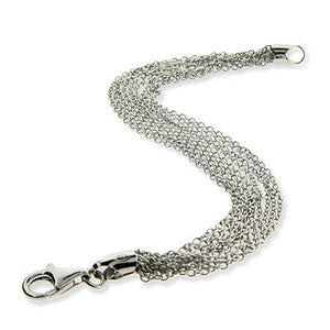 Sterling Silver Layered Italian Multi Strand Chains Bracelet