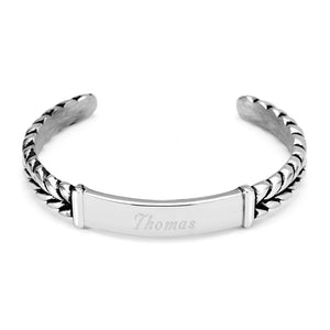 Ladies Stainless Steel Braided Design ID Cuff Bracelet