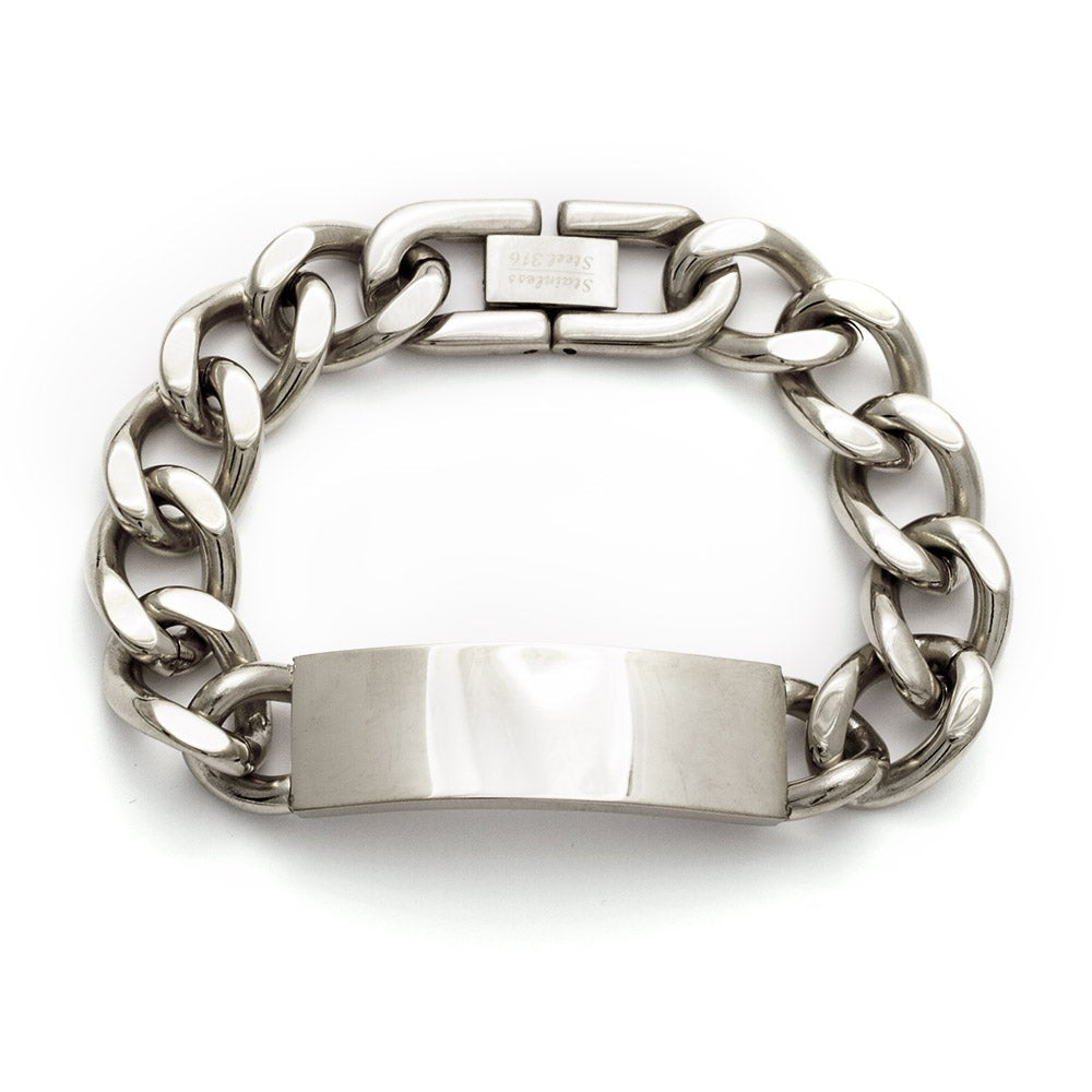 Ladies Stainless Steel Curb Chain ID Bracelet
