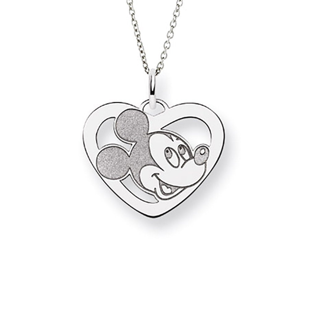 Sterling Silver Mickey Mouse Heart Charm Pendant - Officially Licensed Disney Jewelry - Clearance Final Sale