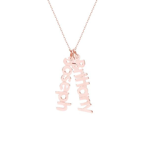 Dangling Family Nameplate Rose Gold Necklace