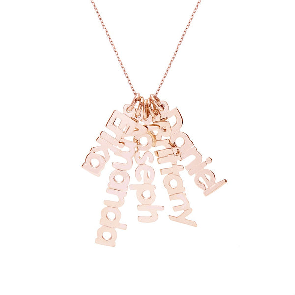 Dangling Family Nameplate Rose Gold Necklace