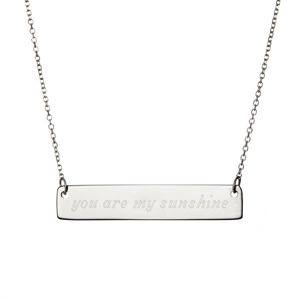 Sterling Silver You Are My Sunshine Bar Necklace
