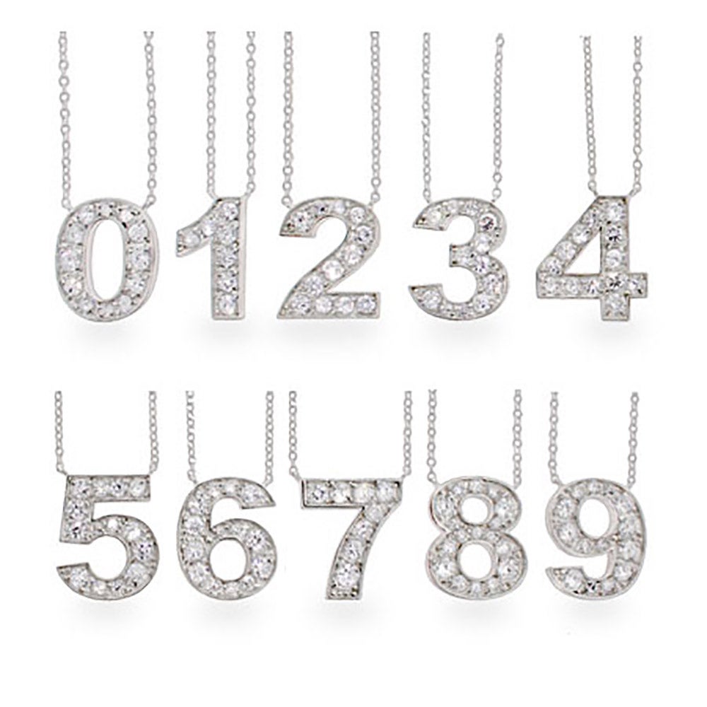 Get Lucky Silver CZ Number Necklace - Clearance Final Sale