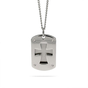 Stainless Steel Cross Double Dog Tag Pendant - Clearance Final Sale