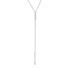 Silver and CZ Lariat Bar Necklace - Clearance Final Sale